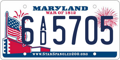 MD license plate 6AD5705