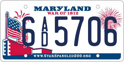 MD license plate 6AD5706