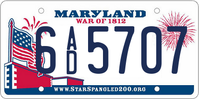 MD license plate 6AD5707