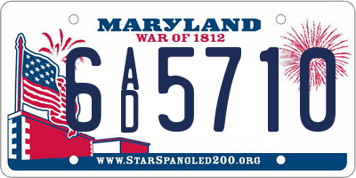MD license plate 6AD5710