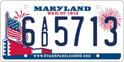 MD license plate 6AD5713
