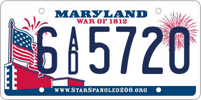 MD license plate 6AD5720