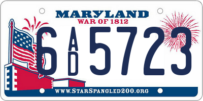 MD license plate 6AD5723