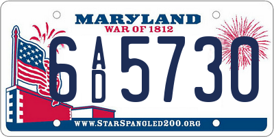 MD license plate 6AD5730