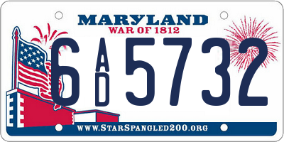 MD license plate 6AD5732