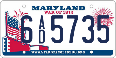 MD license plate 6AD5735