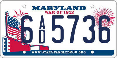 MD license plate 6AD5736