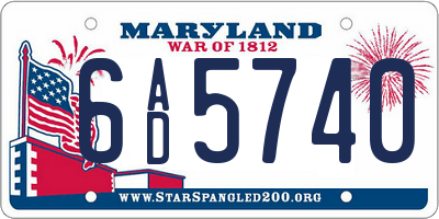MD license plate 6AD5740