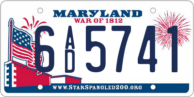 MD license plate 6AD5741