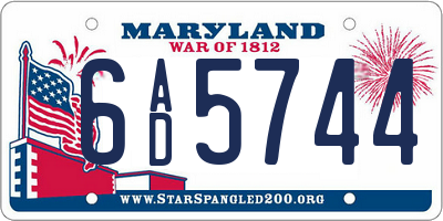 MD license plate 6AD5744