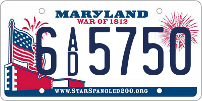 MD license plate 6AD5750