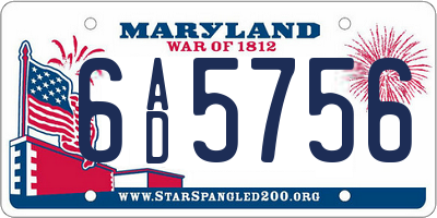 MD license plate 6AD5756