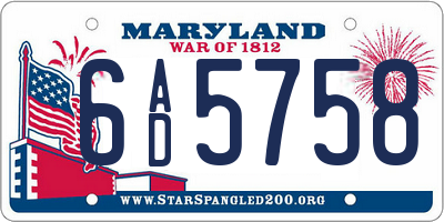 MD license plate 6AD5758