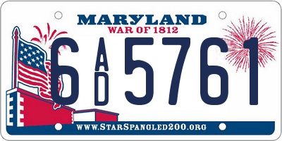 MD license plate 6AD5761