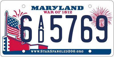 MD license plate 6AD5769