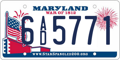 MD license plate 6AD5771