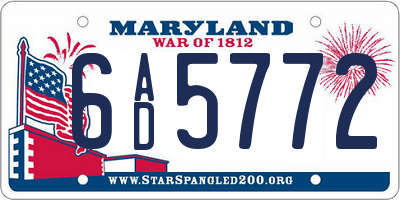 MD license plate 6AD5772