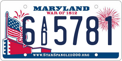 MD license plate 6AD5781