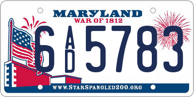 MD license plate 6AD5783