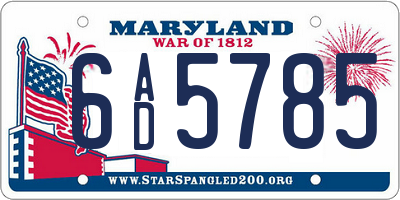 MD license plate 6AD5785