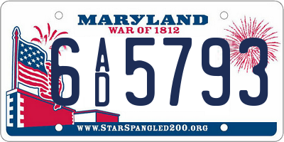 MD license plate 6AD5793