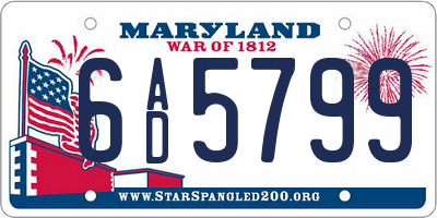 MD license plate 6AD5799
