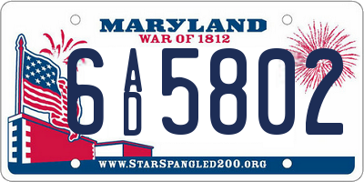 MD license plate 6AD5802