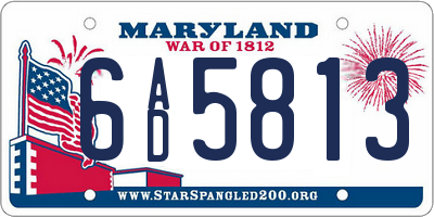 MD license plate 6AD5813