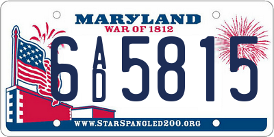 MD license plate 6AD5815
