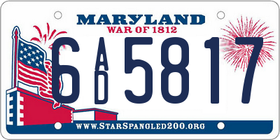 MD license plate 6AD5817