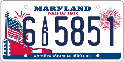 MD license plate 6AD5851