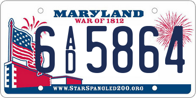 MD license plate 6AD5864
