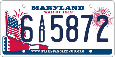 MD license plate 6AD5872