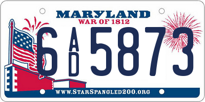 MD license plate 6AD5873