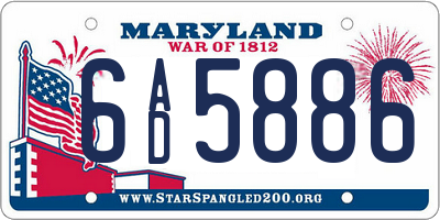 MD license plate 6AD5886