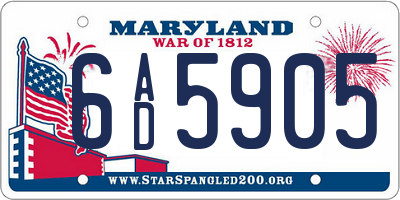 MD license plate 6AD5905