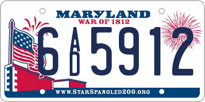 MD license plate 6AD5912