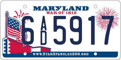 MD license plate 6AD5917