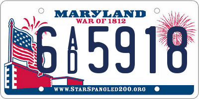 MD license plate 6AD5918