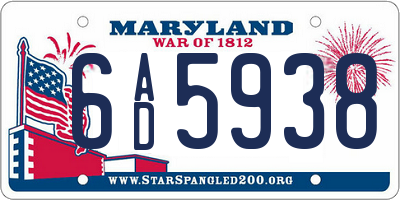 MD license plate 6AD5938