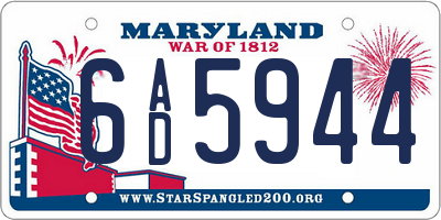 MD license plate 6AD5944