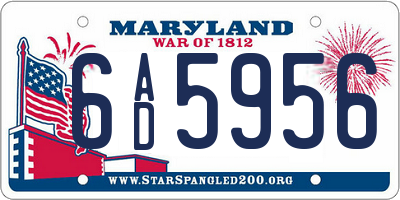 MD license plate 6AD5956