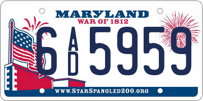 MD license plate 6AD5959