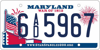 MD license plate 6AD5967