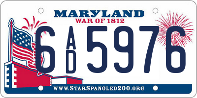 MD license plate 6AD5976