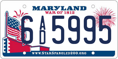 MD license plate 6AD5995