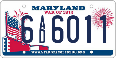 MD license plate 6AD6011