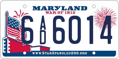 MD license plate 6AD6014