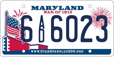 MD license plate 6AD6023