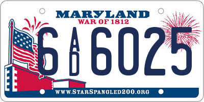 MD license plate 6AD6025